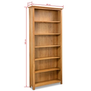 Bibliotecă cu 6 rafturi, 80 x 22,5 x 180 cm, lemn masiv stejar - Img 6