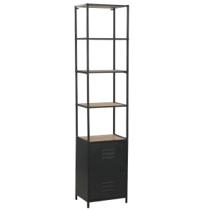Bibliotecă din lemn masiv de brad și oțel, 40,5 x 32,5 x 180 cm