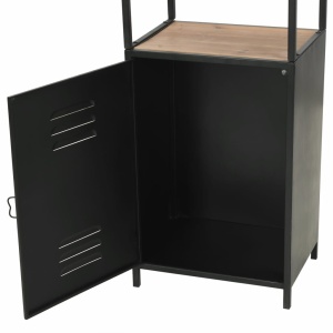 Bibliotecă din lemn masiv de brad și oțel, 40,5 x 32,5 x 180 cm - Img 7