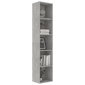 Bibliotecă, gri beton, 40 x 30 x 189 cm, PAL - Img 3