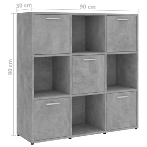 Bibliotecă, gri beton, 90 x 30 x 90 cm, PAL - Img 7