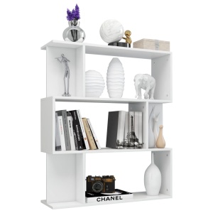 Bibliotecă/Separator cameră, alb lucios, 80x24x96 cm, PAL - Img 8