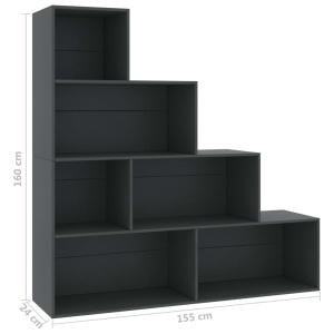 Bibliotecă/Separator cameră, gri, 155x24x160 cm, PAL - Img 5