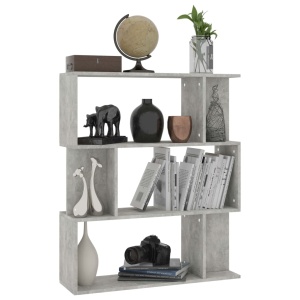 Bibliotecă/Separator cameră, gri beton, 80 x 24 x 96 cm, PAL - Img 3