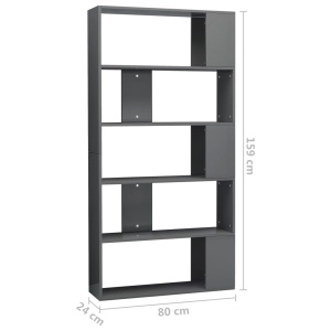 Bibliotecă/Separator cameră gri extralucios 80x24x159 cm PAL - Img 6