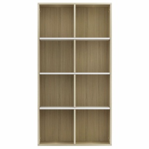Bibliotecă/Servantă, alb și stejar sonoma, 66x30x130 cm, PAL - Img 8