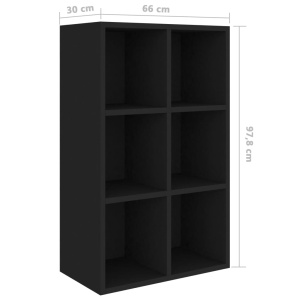 Bibliotecă/Servantă, negru, 66 x 30 x 97,8 cm, PAL - Img 10