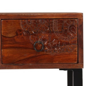 Birou, 117x50x76 cm, lemn masiv de sheesham și piele naturală - Img 12
