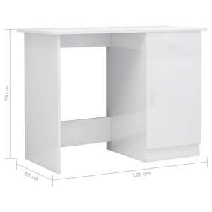 Birou, alb extralucios, 100 x 50 x 76 cm, PAL - Img 9