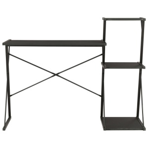 Birou cu raft, negru, 116 x 50 x 93 cm - Img 2