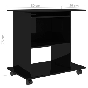 Birou de calculator, negru extralucios, 80 x 50 x 75 cm, PAL - Img 5