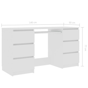 Birou de scris, alb, 140 x 50 x 77 cm, PAL - Img 5