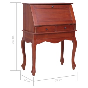 Birou secretar, maro, 78 x 42 x 103 cm, lemn masiv de mahon - Img 6