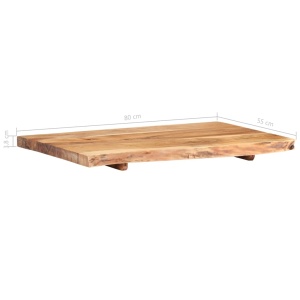 Blat lavoar de baie, 80 x 55 x 3,8 cm, lemn masiv de acacia - Img 4