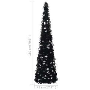 Brad de Crăciun artificial tip pop-up, negru, 180 cm, PET - Img 5