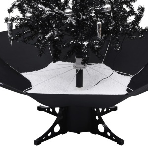 Brad de Crăciun cu ninsoare și bază umbrelă, negru, 190 cm, PVC - Img 6
