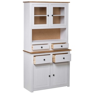 Bufet inalt, alb, 93x40,5x180 cm, lemn masiv pin, gama Panama - Img 4
