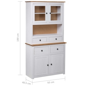 Bufet inalt, alb, 93x40,5x180 cm, lemn masiv pin, gama Panama - Img 6