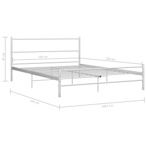 Cadru de pat, alb, 140 x 200 cm, metal - Img 6