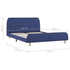 Cadru de pat, albastru, 140 x 200 cm, material textil - Img 5
