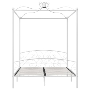 Cadru de pat cu baldachin, alb, 160 x 200 cm, metal - Img 3
