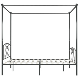 Cadru de pat cu baldachin, gri, 180 x 200 cm, metal - Img 4