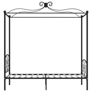 Cadru de pat cu baldachin, negru, 100 x 200 cm, metal - Img 4