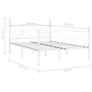 Cadru de pat cu bază din șipci, alb, 120 x 200 cm, metal - Img 5