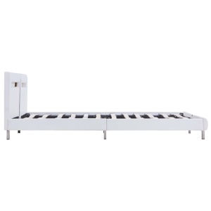Cadru de pat cu LED, alb, 180 x 200 cm, piele artificială - Img 8