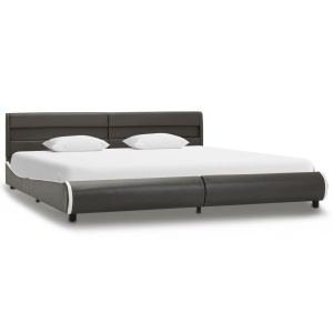 Cadru de pat cu LED, antracit, 180 x 200 cm, piele ecologică - Img 2