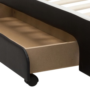 Cadru de pat cu LED, negru, 100 x 200 cm, piele ecologică - Img 6