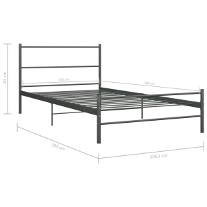 Cadru de pat, gri, 100 x 200 cm, metal - Img 6