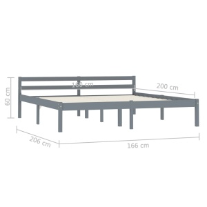 Cadru de pat, gri, 160 x 200 cm, lemn masiv de pin - Img 6
