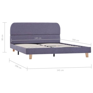 Cadru de pat, gri deschis, 140 x 200 cm, material textil - Img 6