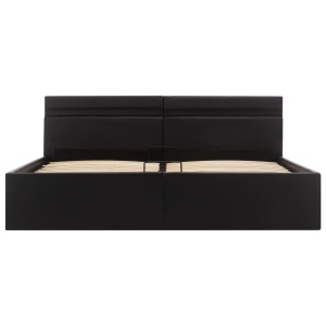 Cadru de pat hidraulic cu ladă LED negru 180 x 200 cm piele eco - Img 8