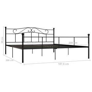 Cadru de pat, negru, 180 x 200 cm, metal - Img 5