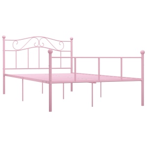 Cadru de pat, roz, 120 x 200 cm, metal - Img 2