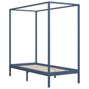 Cadru pat cu baldachin, gri, 90x200 cm, lemn masiv de pin - Img 2