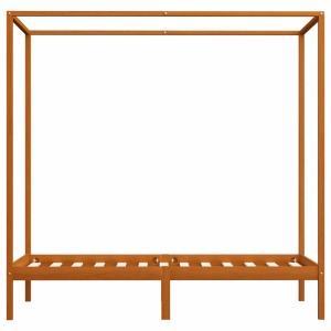 Cadru pat cu baldachin, maro miere, 100x200cm, lemn masiv pin - Img 3