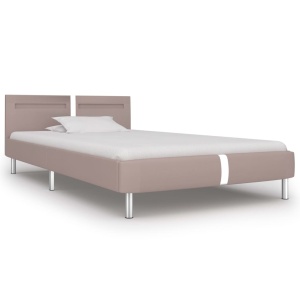 Cadru pat cu LED, cappuccino, 90x200 cm, piele artificială - Img 2