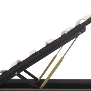 Cadru pat hidraulic cu ladă LED gri 180x200 cm piele ecologică - Img 7