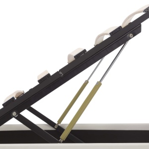 Cadru pat hidraulic ladă și LED alb 100x200 cm piele ecologică - Img 7