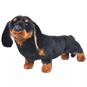 Câine din pluș de jucărie dachshund, negru, XXL