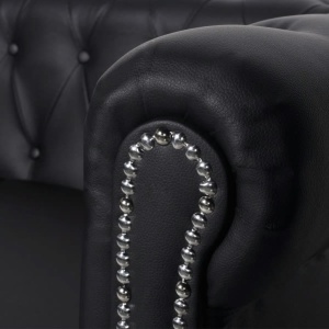 Canapea Chesterfield cu 3 locuri, piele artificială, negru - Img 2