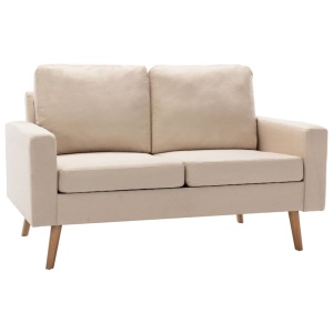Canapea cu 2 locuri, crem, material textil - Img 2