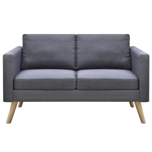 Canapea cu 2 locuri, material textil, gri inchis - Img 3