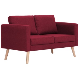 Canapea cu 2 locuri, roșu, material textil - Img 2
