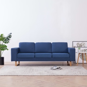 Canapea cu 3 locuri, albastru, material textil