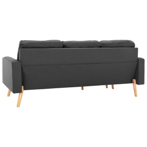 Canapea cu 3 locuri și taburet, gri inchis, material textil - Img 7
