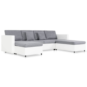 Canapea extensibilă cu 4 locuri, alb, piele ecologică - Img 2